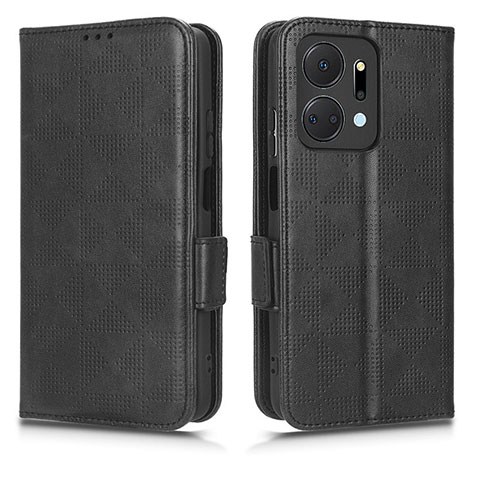 Handytasche Stand Schutzhülle Flip Leder Hülle C02X für Huawei Honor X7a Schwarz