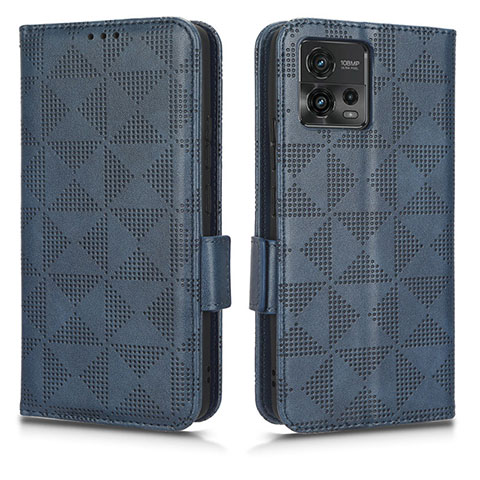 Handytasche Stand Schutzhülle Flip Leder Hülle C02X für Motorola Moto G72 Blau