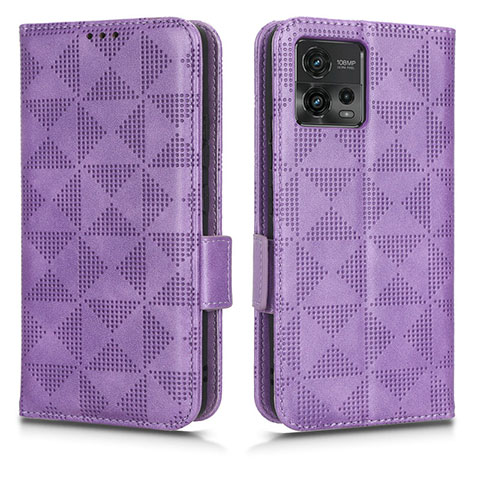 Handytasche Stand Schutzhülle Flip Leder Hülle C02X für Motorola Moto G72 Violett