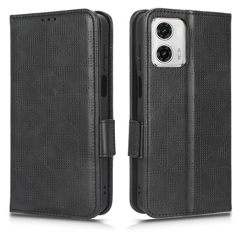 Handytasche Stand Schutzhülle Flip Leder Hülle C02X für Motorola Moto G73 5G Schwarz