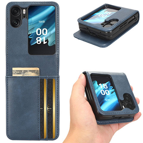 Handytasche Stand Schutzhülle Flip Leder Hülle C02X für Oppo Find N2 Flip 5G Blau