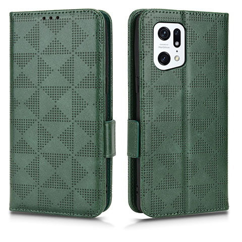 Handytasche Stand Schutzhülle Flip Leder Hülle C02X für Oppo Find X5 Pro 5G Grün