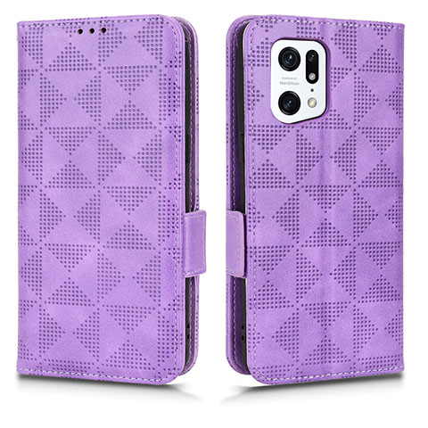 Handytasche Stand Schutzhülle Flip Leder Hülle C02X für Oppo Find X5 Pro 5G Violett