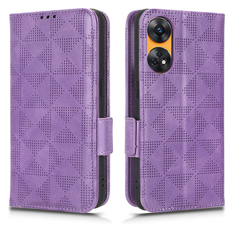 Handytasche Stand Schutzhülle Flip Leder Hülle C02X für Oppo Reno8 T 4G Violett