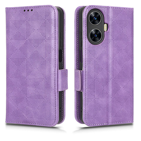 Handytasche Stand Schutzhülle Flip Leder Hülle C02X für Realme C55 Violett