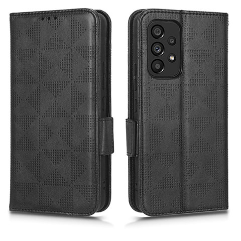 Handytasche Stand Schutzhülle Flip Leder Hülle C02X für Samsung Galaxy A53 5G Schwarz