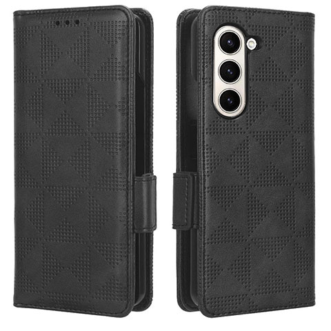 Handytasche Stand Schutzhülle Flip Leder Hülle C02X für Samsung Galaxy Z Fold5 5G Schwarz