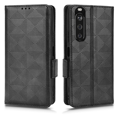 Handytasche Stand Schutzhülle Flip Leder Hülle C02X für Sony Xperia 1 III Schwarz