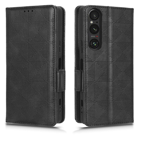 Handytasche Stand Schutzhülle Flip Leder Hülle C02X für Sony Xperia 1 V Schwarz