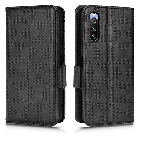 Handytasche Stand Schutzhülle Flip Leder Hülle C02X für Sony Xperia 10 III Lite Schwarz