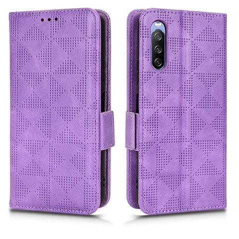 Handytasche Stand Schutzhülle Flip Leder Hülle C02X für Sony Xperia 10 III Lite Violett