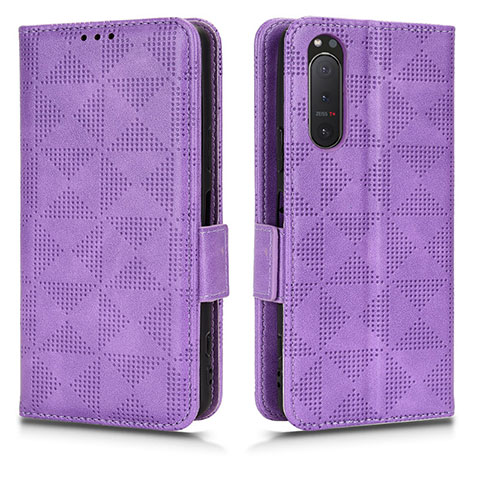 Handytasche Stand Schutzhülle Flip Leder Hülle C02X für Sony Xperia 5 II Violett