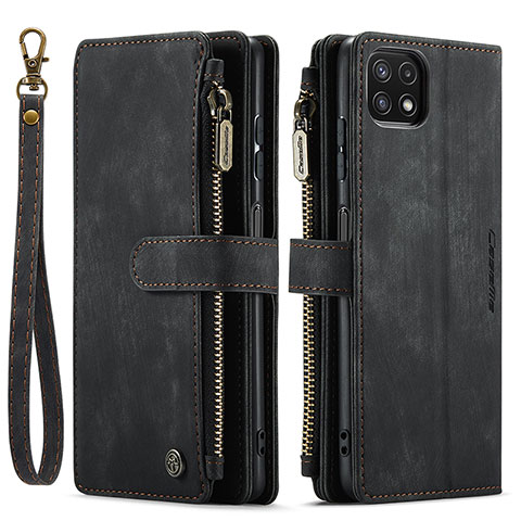 Handytasche Stand Schutzhülle Flip Leder Hülle C03S für Samsung Galaxy A22 5G Schwarz