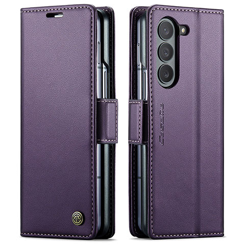 Handytasche Stand Schutzhülle Flip Leder Hülle C03S für Samsung Galaxy Z Fold5 5G Violett