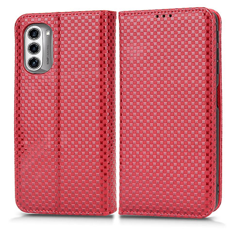 Handytasche Stand Schutzhülle Flip Leder Hülle C03X für Motorola Moto G52j 5G Rot