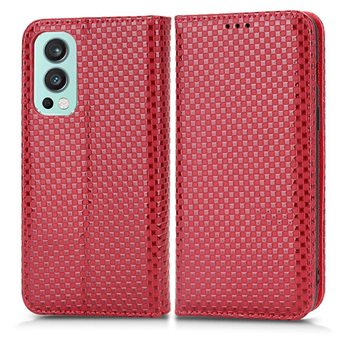 Handytasche Stand Schutzhülle Flip Leder Hülle C03X für OnePlus Nord 2 5G Rot