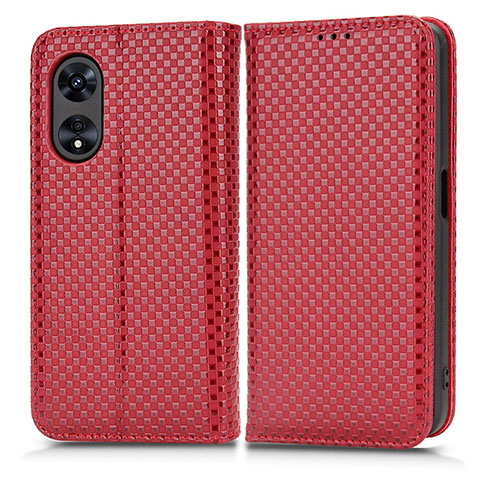 Handytasche Stand Schutzhülle Flip Leder Hülle C03X für Oppo A1 5G Rot