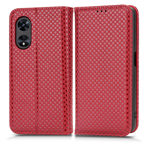 Handytasche Stand Schutzhülle Flip Leder Hülle C03X für Oppo A18 Rot