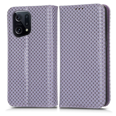 Handytasche Stand Schutzhülle Flip Leder Hülle C03X für Oppo Find X5 5G Violett