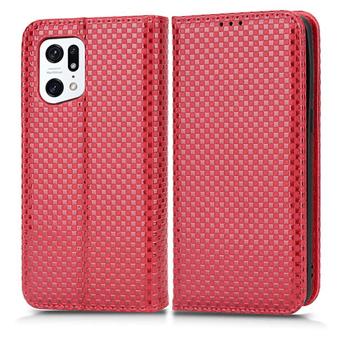 Handytasche Stand Schutzhülle Flip Leder Hülle C03X für Oppo Find X5 Pro 5G Rot