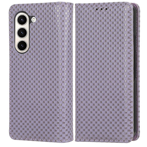 Handytasche Stand Schutzhülle Flip Leder Hülle C03X für Samsung Galaxy Z Fold5 5G Violett