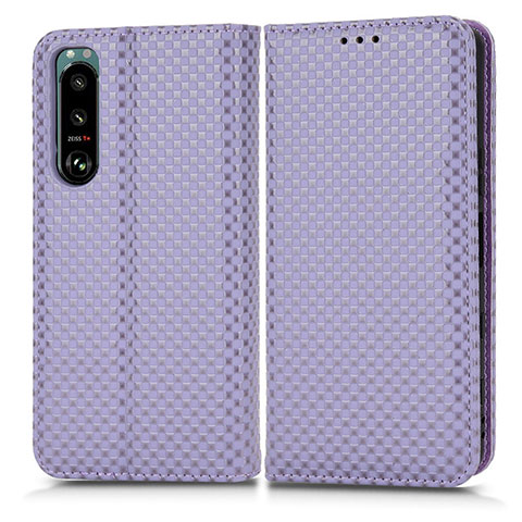 Handytasche Stand Schutzhülle Flip Leder Hülle C03X für Sony Xperia 5 III SO-53B Violett