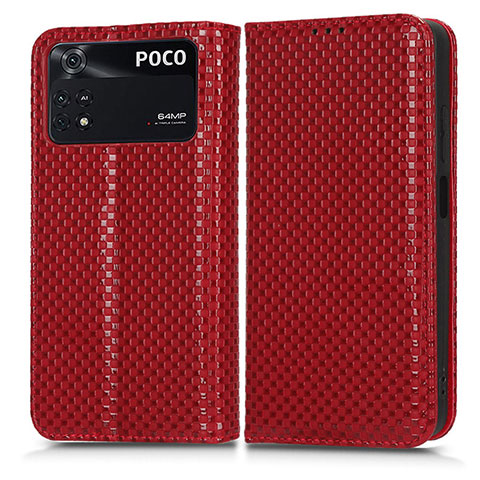 Handytasche Stand Schutzhülle Flip Leder Hülle C03X für Xiaomi Poco M4 Pro 4G Rot