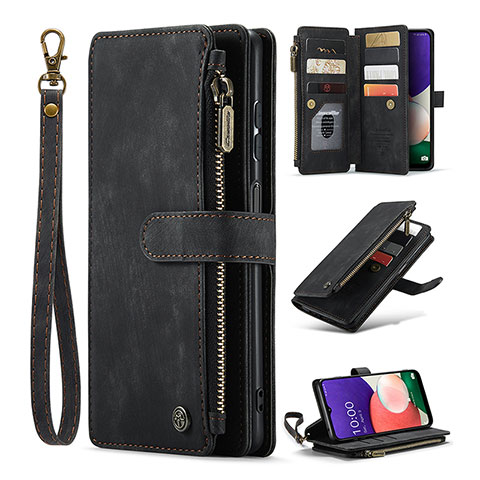 Handytasche Stand Schutzhülle Flip Leder Hülle C04S für Samsung Galaxy A22s 5G Schwarz