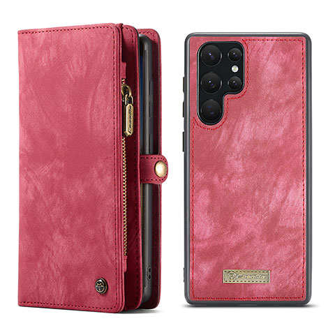 Handytasche Stand Schutzhülle Flip Leder Hülle C04S für Samsung Galaxy S22 Ultra 5G Rot