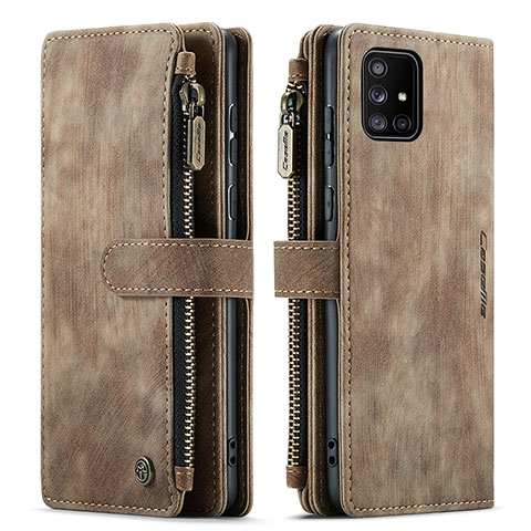 Handytasche Stand Schutzhülle Flip Leder Hülle C05S für Samsung Galaxy A51 4G Braun