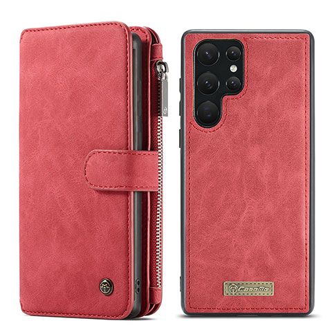 Handytasche Stand Schutzhülle Flip Leder Hülle C05S für Samsung Galaxy S22 Ultra 5G Rot