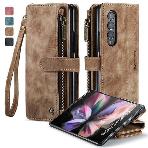 Handytasche Stand Schutzhülle Flip Leder Hülle C05S für Samsung Galaxy Z Fold3 5G Braun