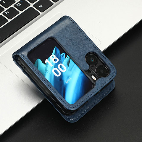 Handytasche Stand Schutzhülle Flip Leder Hülle C05X für Oppo Find N2 Flip 5G Blau