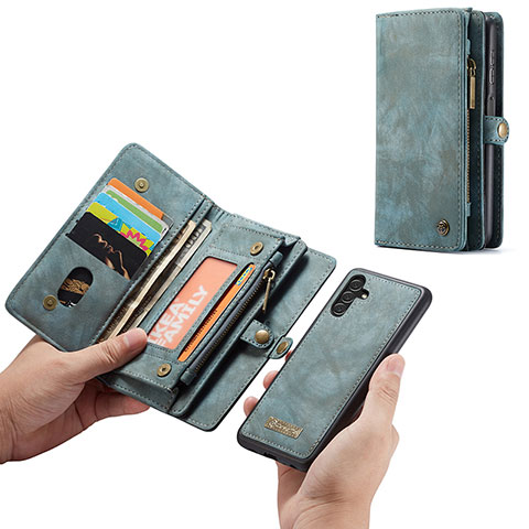 Handytasche Stand Schutzhülle Flip Leder Hülle C06S für Samsung Galaxy A04s Blau