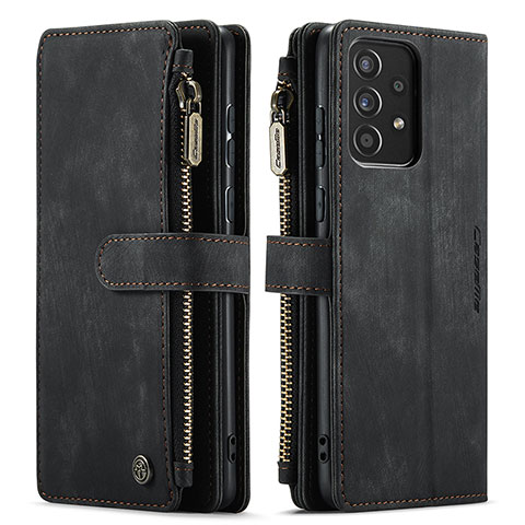 Handytasche Stand Schutzhülle Flip Leder Hülle C06S für Samsung Galaxy A52 5G Schwarz