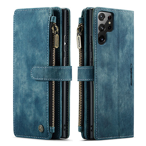 Handytasche Stand Schutzhülle Flip Leder Hülle C06S für Samsung Galaxy S21 Ultra 5G Blau