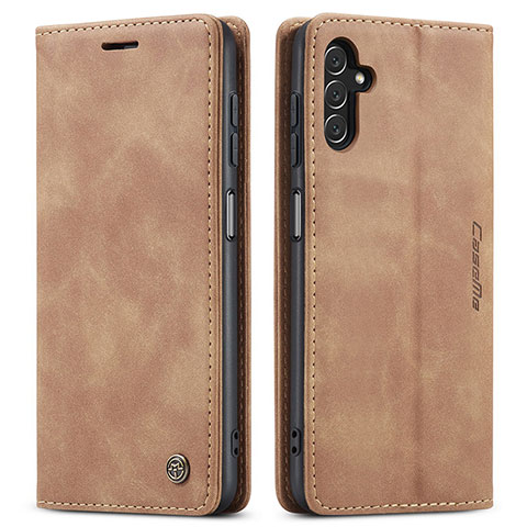 Handytasche Stand Schutzhülle Flip Leder Hülle C10S für Samsung Galaxy A04s Hellbraun