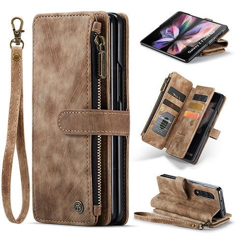 Handytasche Stand Schutzhülle Flip Leder Hülle CS1 für Samsung Galaxy Z Fold3 5G Braun