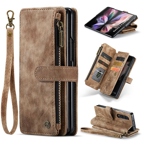 Handytasche Stand Schutzhülle Flip Leder Hülle CS1 für Samsung Galaxy Z Fold4 5G Braun