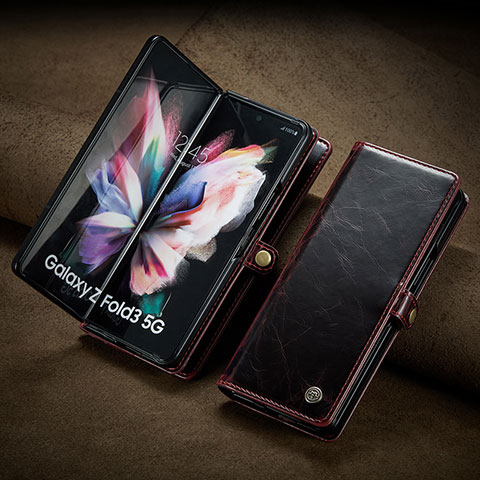 Handytasche Stand Schutzhülle Flip Leder Hülle CS3 für Samsung Galaxy Z Fold3 5G Rot