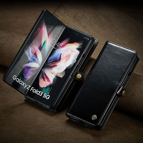 Handytasche Stand Schutzhülle Flip Leder Hülle CS3 für Samsung Galaxy Z Fold3 5G Schwarz