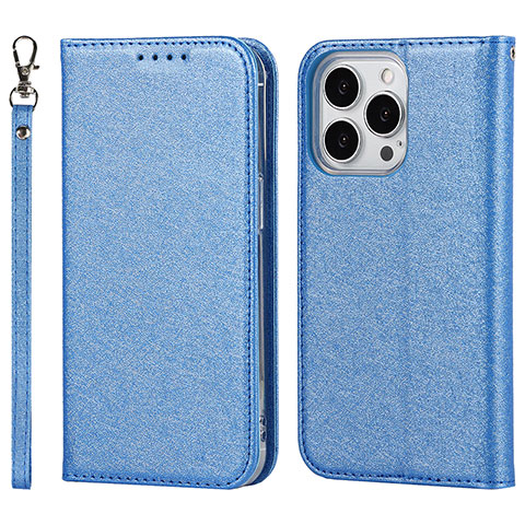 Handytasche Stand Schutzhülle Flip Leder Hülle D01T für Apple iPhone 13 Pro Blau