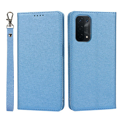 Handytasche Stand Schutzhülle Flip Leder Hülle D01T für Oppo A54 5G Blau