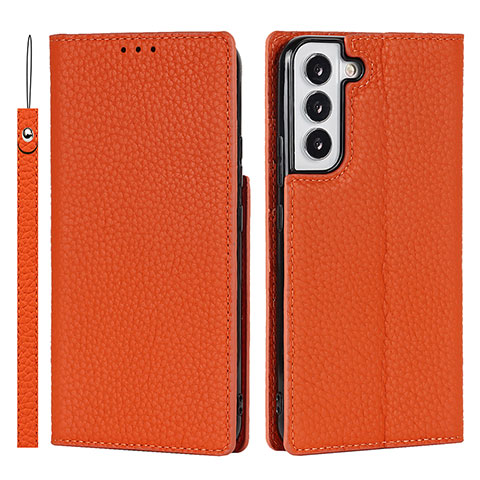 Handytasche Stand Schutzhülle Flip Leder Hülle D01T für Samsung Galaxy S21 FE 5G Orange