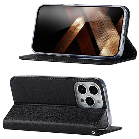 Handytasche Stand Schutzhülle Flip Leder Hülle D02T für Apple iPhone 13 Pro Max Schwarz