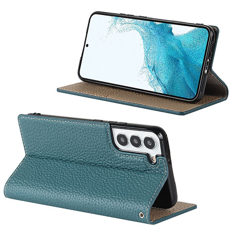 Handytasche Stand Schutzhülle Flip Leder Hülle D02T für Samsung Galaxy S21 5G Hellblau