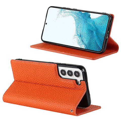 Handytasche Stand Schutzhülle Flip Leder Hülle D02T für Samsung Galaxy S22 Plus 5G Orange