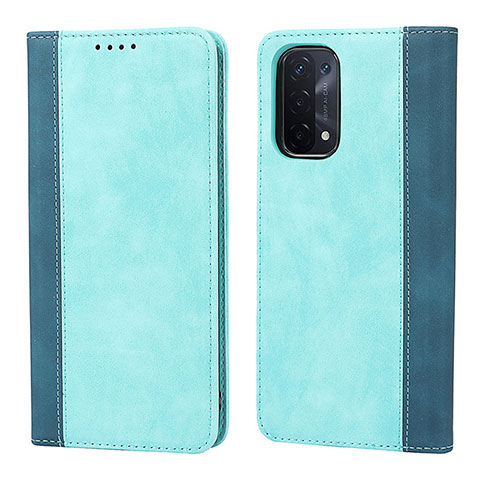 Handytasche Stand Schutzhülle Flip Leder Hülle D03T für Oppo A54 5G Cyan