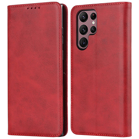 Handytasche Stand Schutzhülle Flip Leder Hülle D03T für Samsung Galaxy S22 Ultra 5G Rot