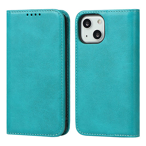 Handytasche Stand Schutzhülle Flip Leder Hülle D04T für Apple iPhone 13 Cyan